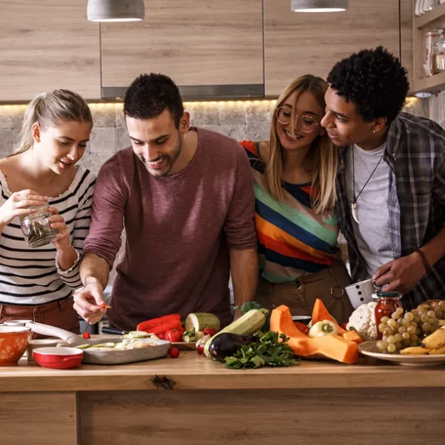 Young adults in the kitchen